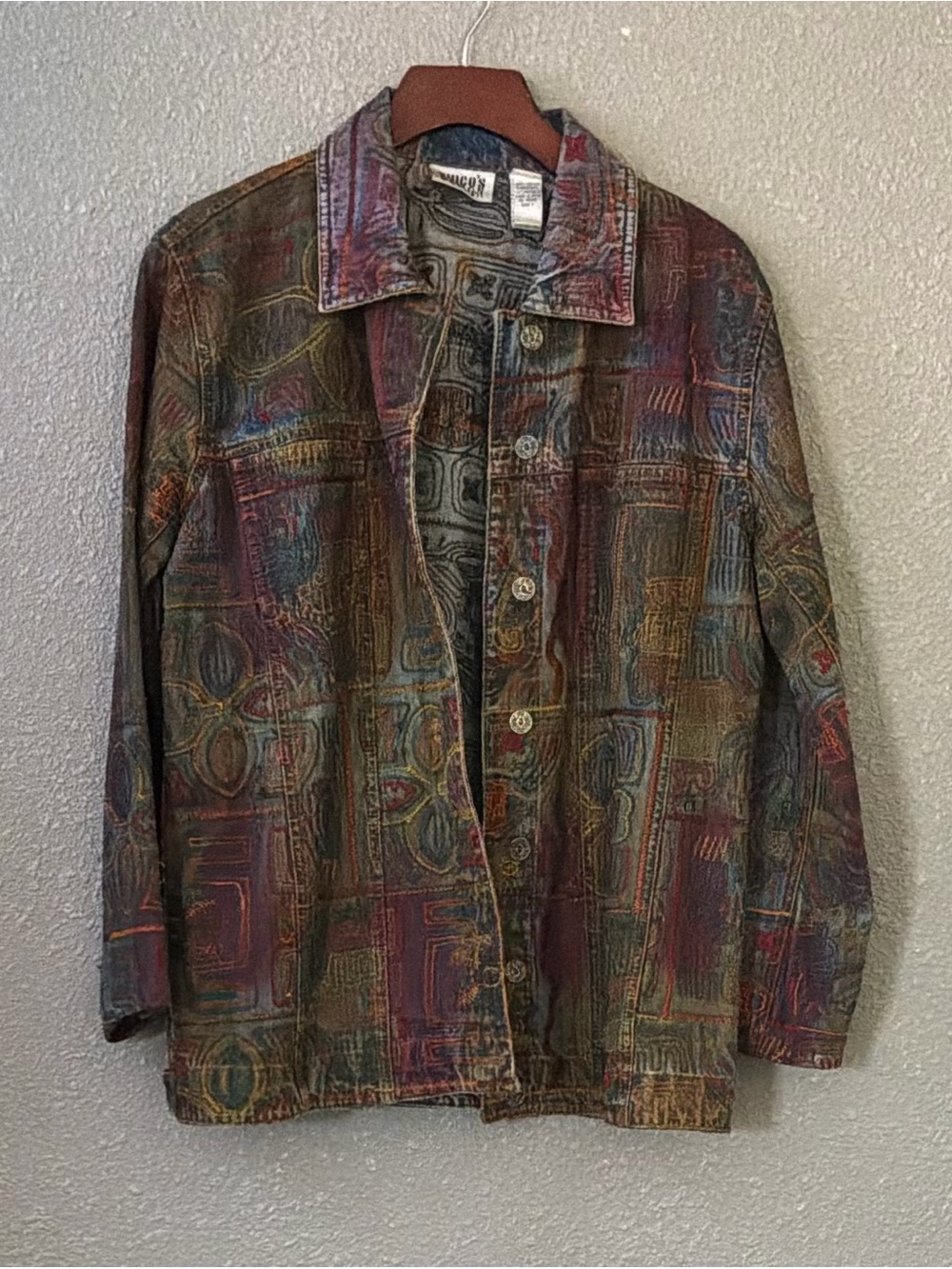 CHICOS DESIGN Vintage Multi-Color Patterned Jacket  embroidery